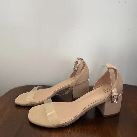 Nude Block Heel Sandals - Picture 2 of 4